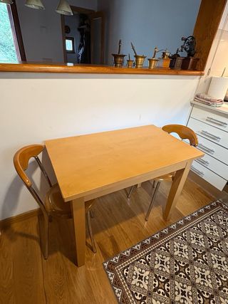 Mesa y 2 Sillas Cocina Madera Cromado