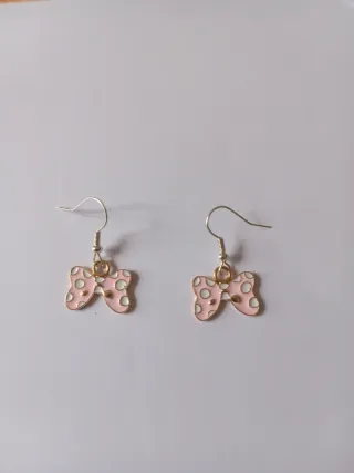 Orecchini fiocco rosa pois bianchi