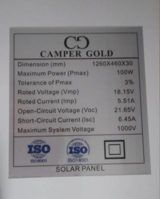 Panel Solar 100W Monocristalino Nuevo
