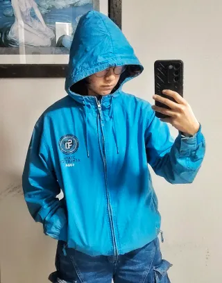 Chaqueta Cortavientos Vintage Azul