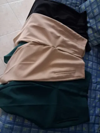 Pantaloni Zara Beige, Nero, Verde