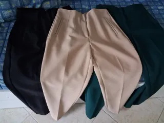 Pantaloni Zara Beige, Nero, Verde