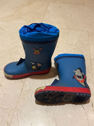 Botas de agua niño azul y rojo talla 30