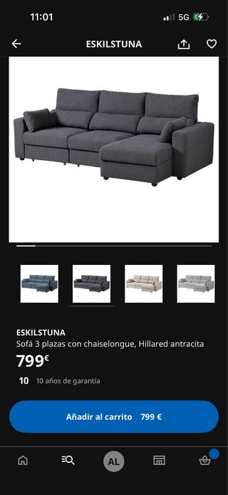 Sofá modular gris Ikea Eskilstuna