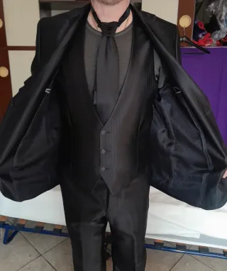 Abito Sposo Angelo Toma Nero lucido