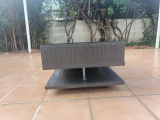 Mesa de centro cristal y madera
