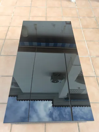 Mesa de centro cristal y madera