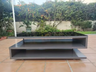 Mesa de centro cristal y madera