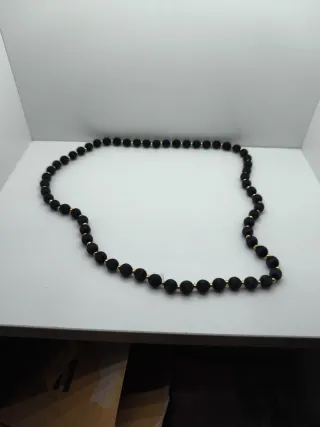 Collar Cuentas Seda Negra y Doradas