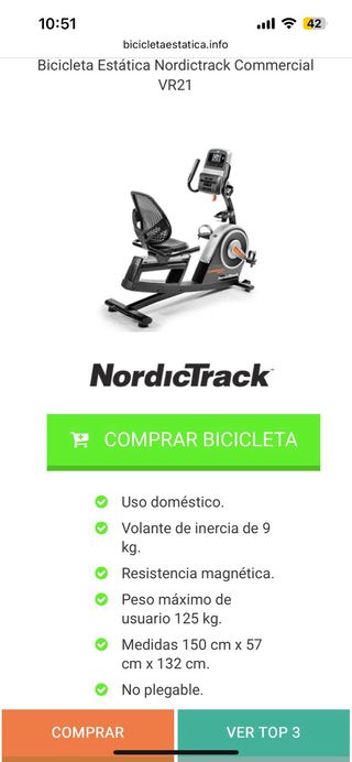 Bicicleta Estática Nordictrack Commercial VR21