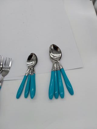 Reglisse Cubiertos, Acero Inoxidable, Turquesa, 8x6x27 cm, 16 Unidades