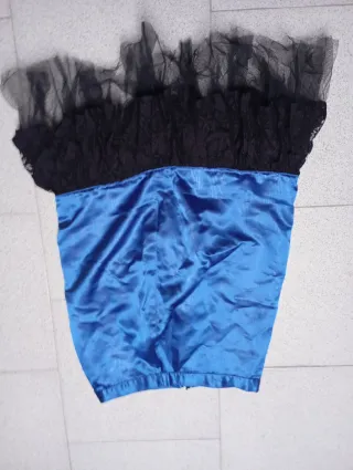 Falda can can carnaval tul negro y azul