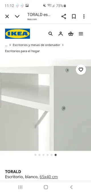Escritorio IKEA TORALD blanco 65x40 cm