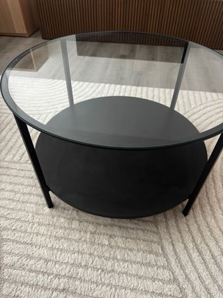 Mesa de centro redonda cristal y metal
