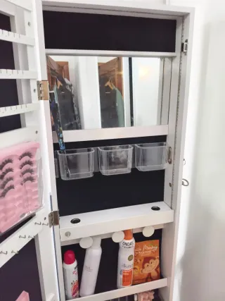 Espejo Joyero blanco con luz led interior