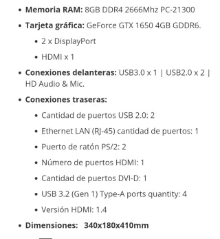 Ordenador Sobremesa PcCom Ryzen 5 GTX1650