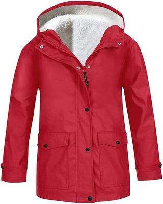 Chubasquero niño niña, rojo, impermeable, ligero