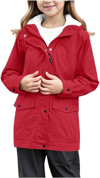 Chubasquero niño niña, rojo, impermeable, ligero