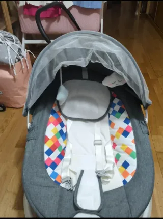 Hamaca bebé con capota y cojín nube