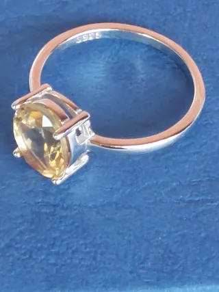 Anillo Plata 925 con Piedra cítrico. Talla 17