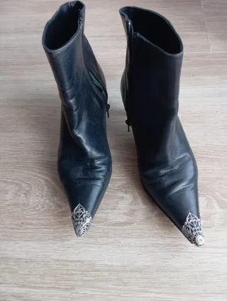 Botines fiesta negros talla 37 Tacón 5 cm