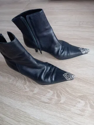 Botines fiesta negros talla 37 Tacón 5 cm