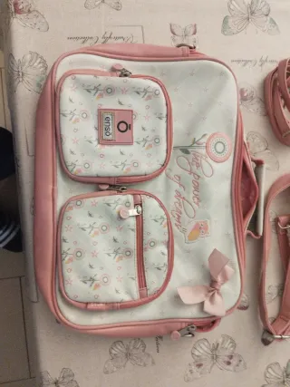 Bandolera Enso rosa y blanca