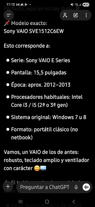 Portátil Sony VAIO 15,5” Funciona bien