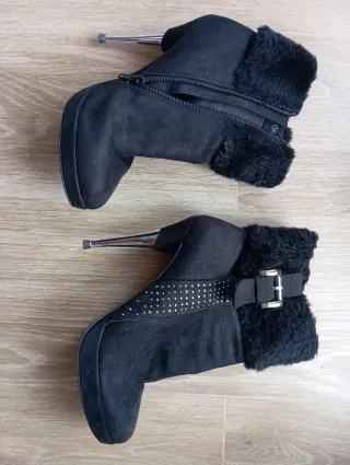 Botines fiesta tacón plateado T.38