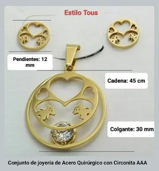 Conjunto joyería baño oro con circonita