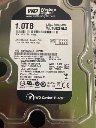 Disco Duro 1TB WD Caviar Black SATA