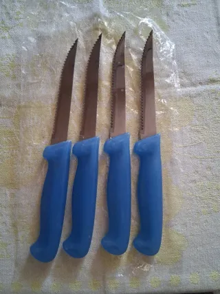 Set 4 coltelli seghettati manico blu