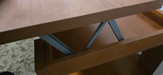 Mesa de salón madera y cristal con apertura