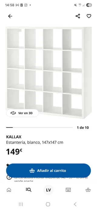 Estantería KALLAX blanca 147x147 cm