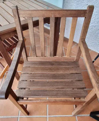 Mesa madera exterior 87x150 + 4 sillas