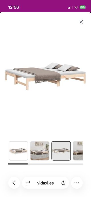 Cama nido extensible de madera de pino