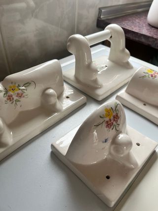 Juego Accesorios Baño Cerámica Flores
