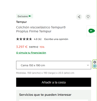 Colchón TEMPUR PRO PLUS FIRM viscoelástico