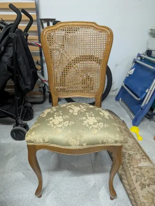 Conjunto 4 sillas doradas y verdes