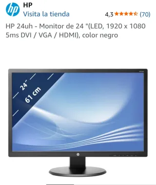 Monitor HP 24uh 24 LED FullHD Negro