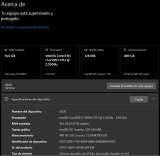 Portátil Asus i7 16GB RAM 500GB SSD