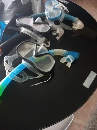 Pack buceo: 3 gafas snorkel + aletas niños