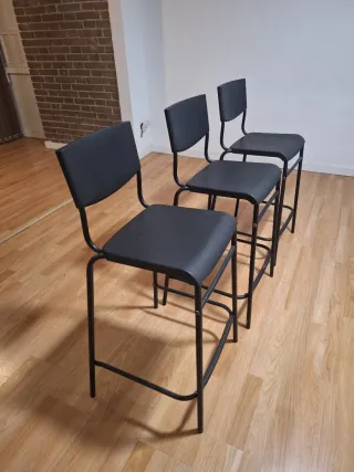 Taburetes Altos IKEA Negros (Pack 3)