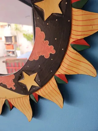 Espejo Sol y Luna Madera