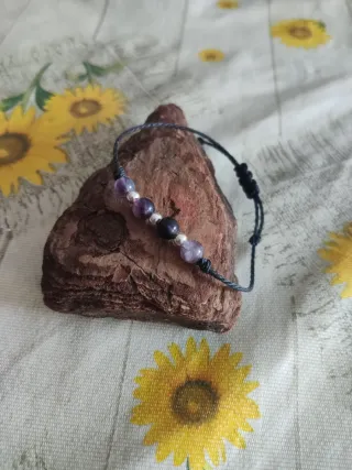 Pulsera Fluorita Morada y Plateada