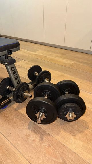 Banco de Pesas, Barra y Mancuernas