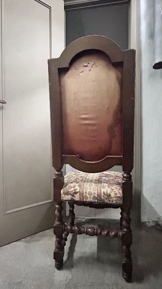 6 Sillas Luis XIII Nogal Tapizadas