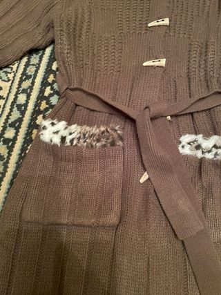 Cappotto in lana marrone con pelliccia