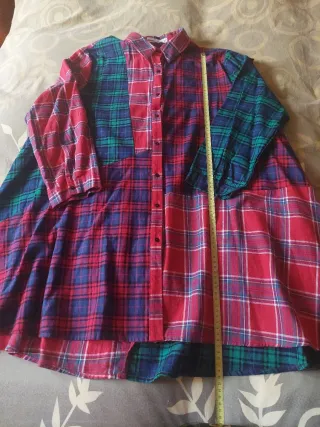 Camisola cuadros combinados verde y rojo