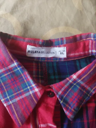 Camisola cuadros combinados verde y rojo